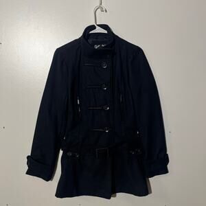 Vintage New York‎ Yoki Collection Blue Wool Belted Coat Womans Size Medium